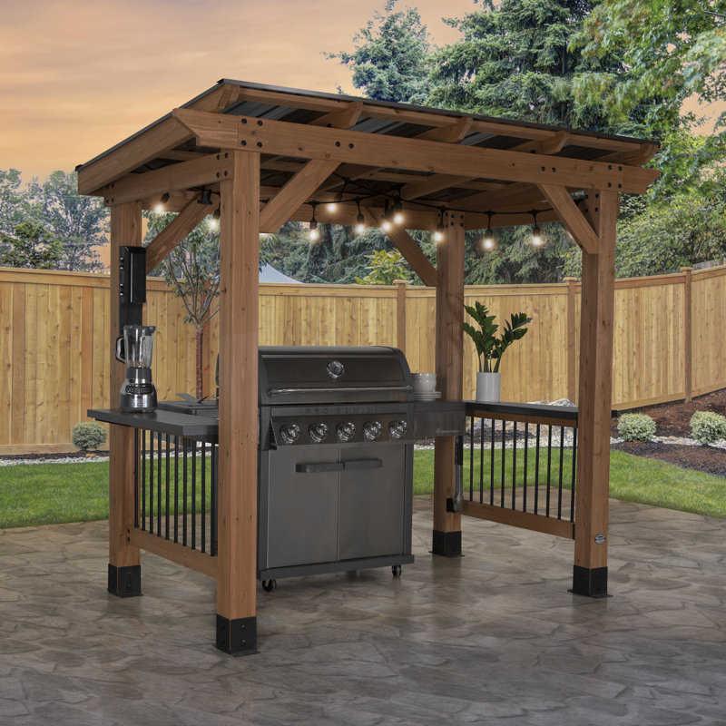 Backyard Discovery Saxony 8' x 5' Cedar Wood Outdoor BBQ Grill